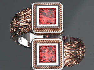 SQUARE GEMSTONE ROYALTY GOLD RING 3D Model