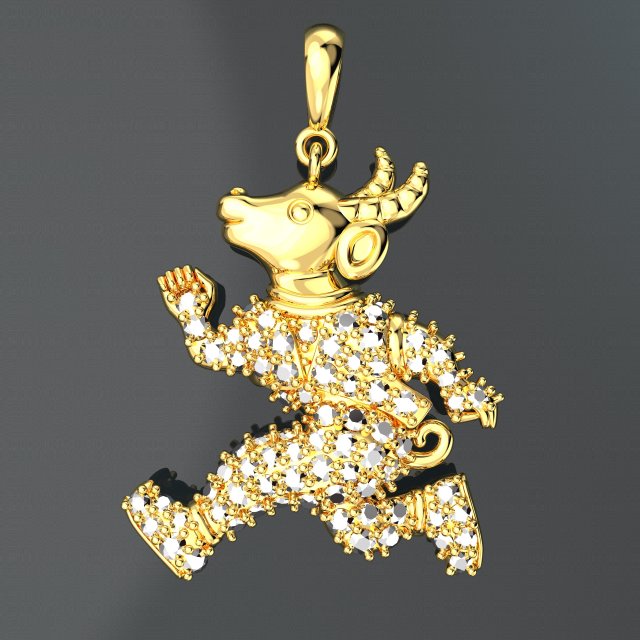BUFFALO DIAMOND 18K GOLD PENDANT 3D-Modell .c4d .max .obj .3ds .fbx .stl .blend 
