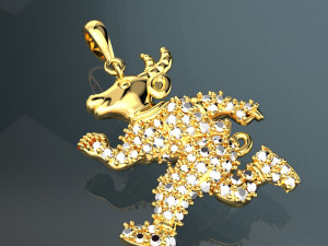 BUFFALO DIAMOND 18K GOLD PENDANT 3D-Modell