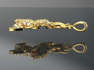 BUFFALO DIAMOND 18K GOLD PENDANT 3D-Modell