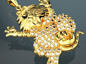 HAPPY MOUSE DIAMOND GOLD PENDANT 3D Model