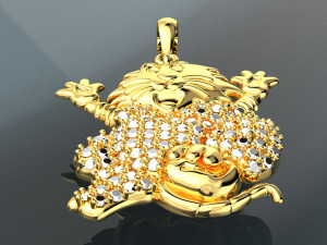 HAPPY MOUSE DIAMOND GOLD PENDANT 3D Model