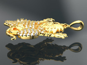 HAPPY MOUSE DIAMOND GOLD PENDANT 3D Model