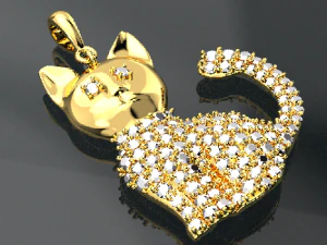 CAT DIAMOND GOLD PENDANT 3D Model