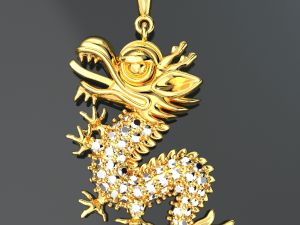 DRAGON DIAMOND GOLD PENDANT 3Dモデル