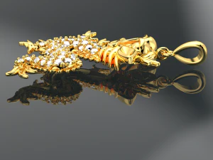 DRAGON DIAMOND GOLD PENDANT 3D Model