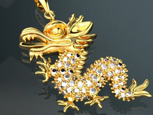 DRAGON DIAMOND GOLD PENDANT 3D Model