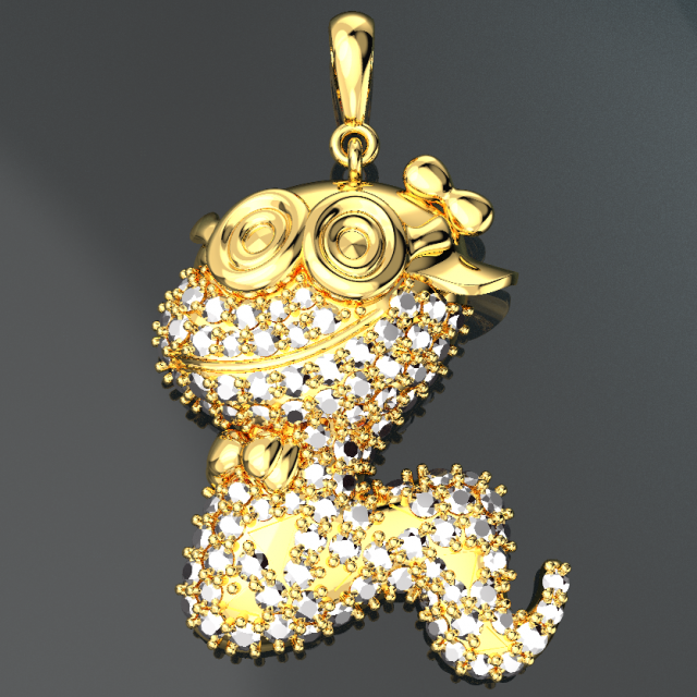 CUTE SNAKE DIAMOND GOLD PENDANT Modello 3D .c4d .max .obj .3ds .fbx .stl .blend 