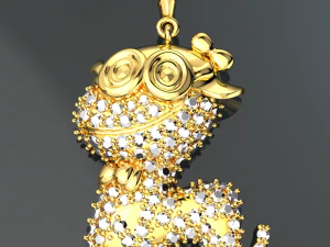 PENDENTE IN ORO CON DIAMANTI SERPENTE Modello 3D