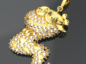 CUTE SNAKE DIAMOND GOLD PENDANT Modello 3D