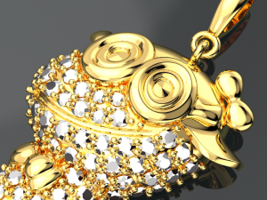 CUTE SNAKE DIAMOND GOLD PENDANT Modello 3D