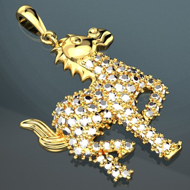 CUTE HORSE DIAMOND GOLD PENDANT KEYSHOT FILE 3D Модель .c4d .max .obj .3ds .fbx .stl .blend 