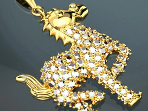FILE KEYSHOT CON PENDENTE IN ORO CON DIAMANTI E CAVALLO SVEGLIO Modello 3D