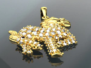 ЗОЛОТОЙ КУЛОН CUTE HORSE DIAMOND НАПИЛЬКА KEYSHOT 3D Модель
