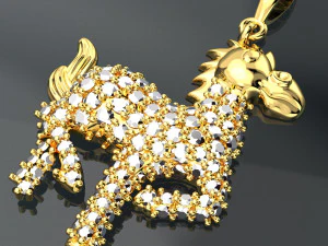 ЗОЛОТОЙ КУЛОН CUTE HORSE DIAMOND НАПИЛЬКА KEYSHOT 3D Модель