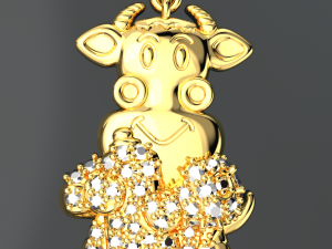CUTE GOAT DIAMOND GOLD PENDANT 3Dモデル