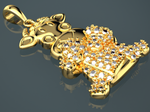 CUTE GOAT DIAMOND GOLD PENDANT 3D Model