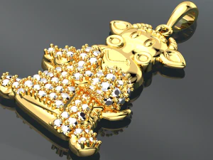 CUTE GOAT DIAMOND GOLD PENDANT 3D Model