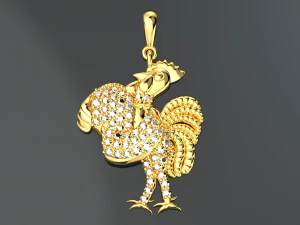 CUTE CHICKEN DIAMOND GOLD PENDANT 3D Model