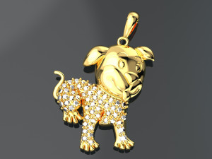 CUTE DOG DIAMOND GOLD PENDANT 3D Model