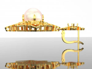 ORECCHINI IN ORO CON DIAMANTI PERLA REALE Modello 3D