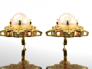 ROYAL PEARL DIAMOND GOLD EARRINGS 3D Model