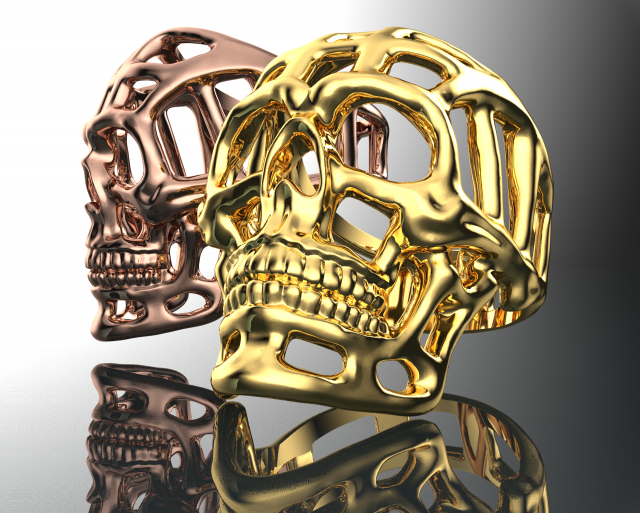 Halloween Skull Gold 14k Ring 3D Model .c4d .max .obj .3ds .fbx .stl .blend 