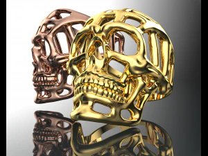 Anello in oro 14k con teschio di Halloween Modello 3D