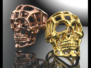 Halloween Skull Gold 14k Ring 3D Model