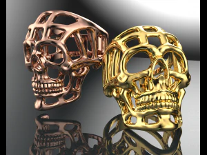 Halloween Skull Gold 14k Ring 3D Model