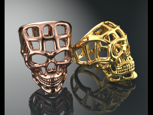 Halloween Skull Gold 14k Ring 3D Model