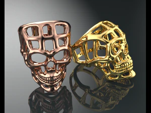 Halloween Skull Gold 14k Ring 3D Model