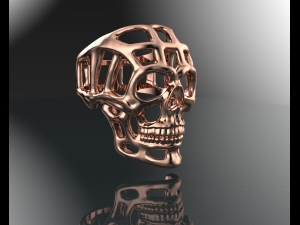 Halloween Skull Gold 14k Ring 3D Model