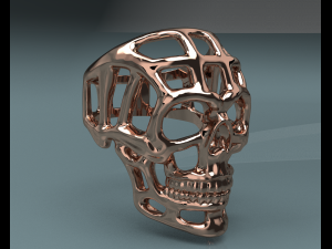 Halloween Skull Gold 14k Ring 3D Model