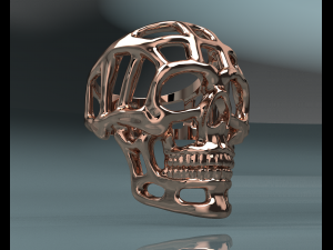 Halloween Skull Gold 14k Ring 3D Model
