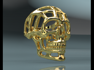 Halloween Skull Gold 14k Ring 3D Model