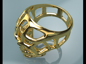 Halloween Skull Gold 14k Ring 3D Model