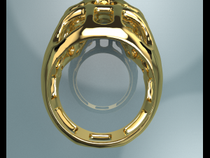 Halloween Skull Gold 14k Ring 3D Model