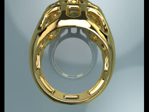Halloween Skull Gold 14k Ring 3D Model