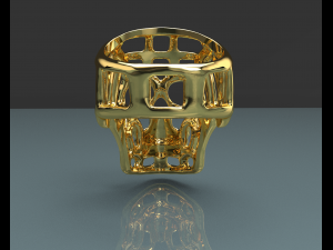 Halloween Skull Gold 14k Ring 3D Model