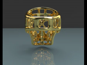 Halloween Skull Gold 14k Ring 3D Model