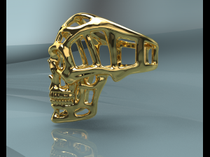 Halloween Skull Gold 14k Ring 3D Model