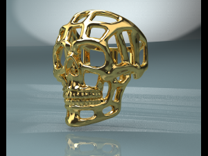 Halloween Skull Gold 14k Ring 3D Model