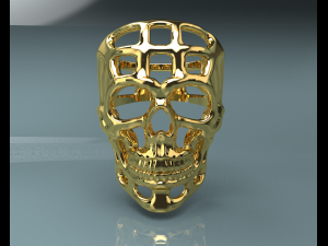 Halloween Skull Gold 14k Ring 3D Model