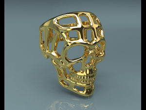 Halloween Skull Gold 14k Ring 3D Model