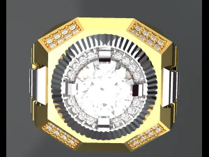 DIAMOND GOLD MEN RING 3D Model