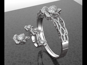 Flower Diamond Jewelry Collection 3Dモデル