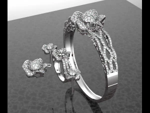 Collezione di gioielli con diamanti floreali Modello 3D