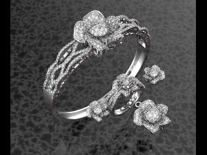 Flower Diamond Jewelry Collection Modelo 3D