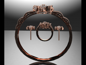 Flower Diamond Jewelry Collection Modelo 3D